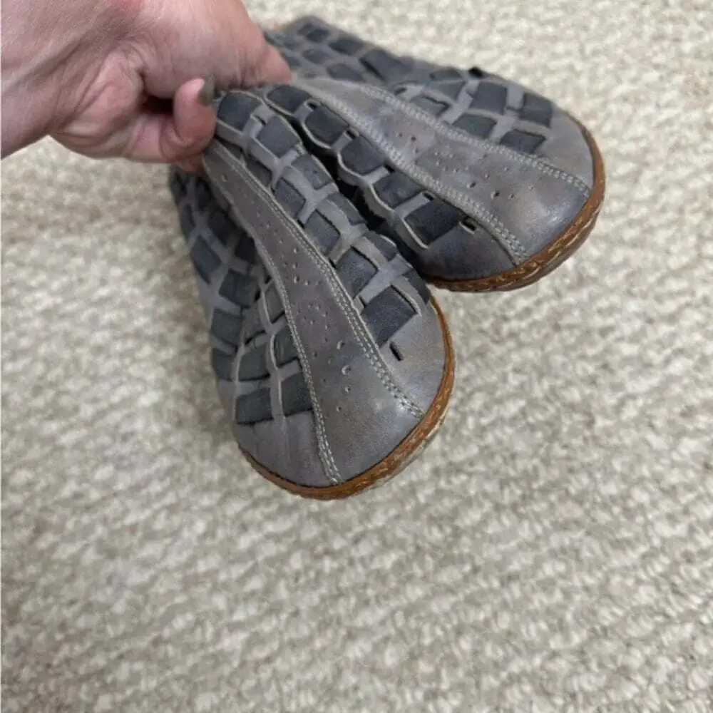 Rieker Sina leather woven slingback Sandal Shoes gray womens size 39